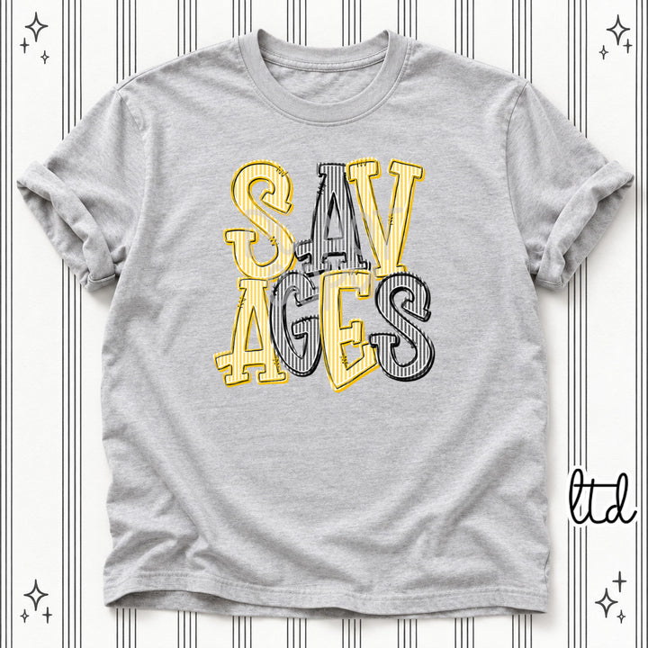 Savages Yellow Gold Black Seersucker Stack Mascots DTF transfer