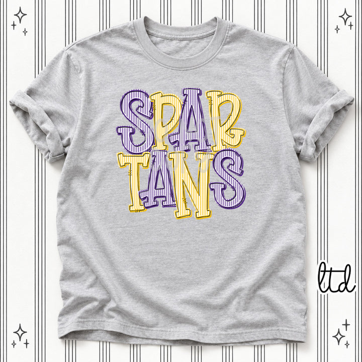 Spartans Purple Yellow Gold Seersucker Stack Mascots DTF transfer