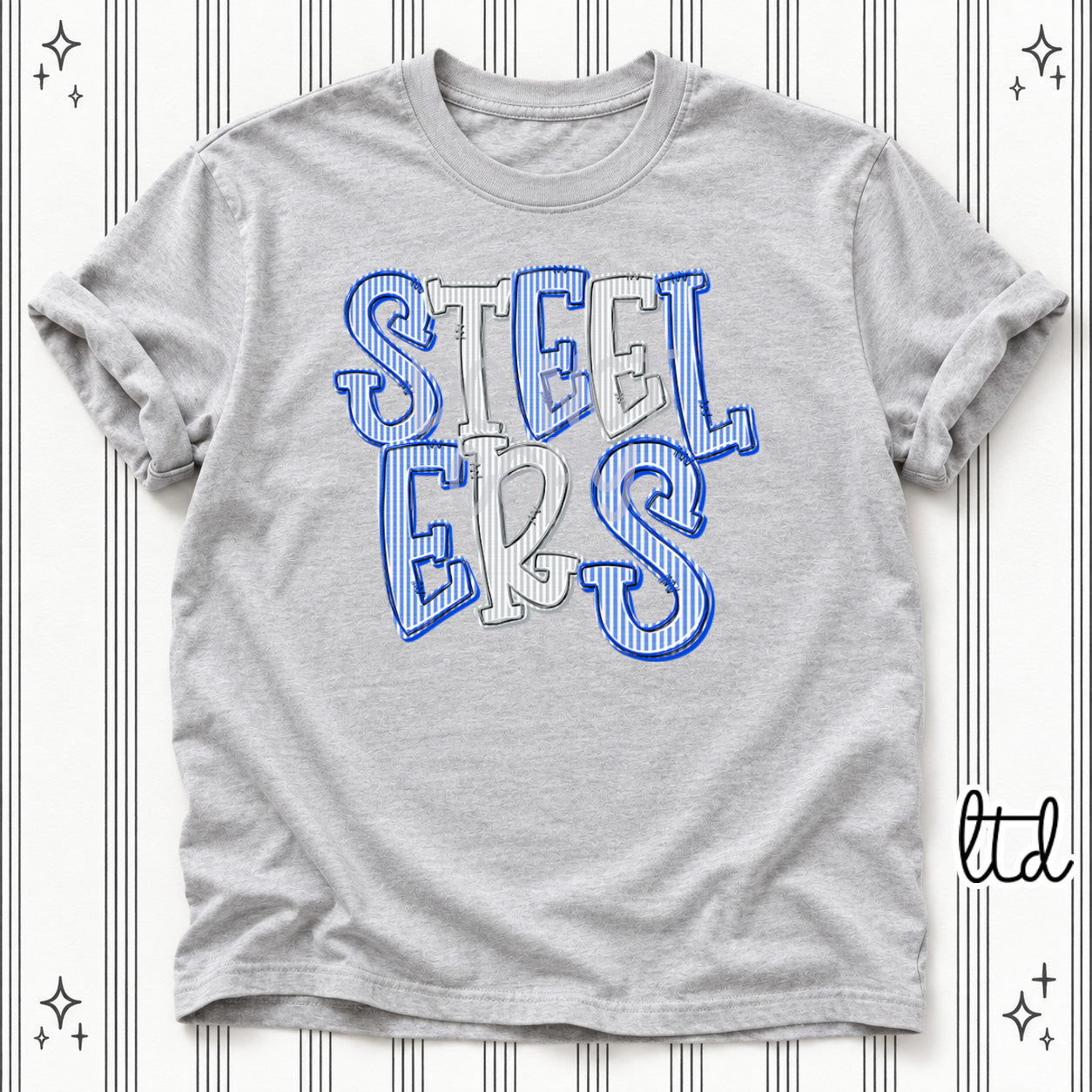 Seersucker Stack Mascots Steelers Royal Blue Grey design