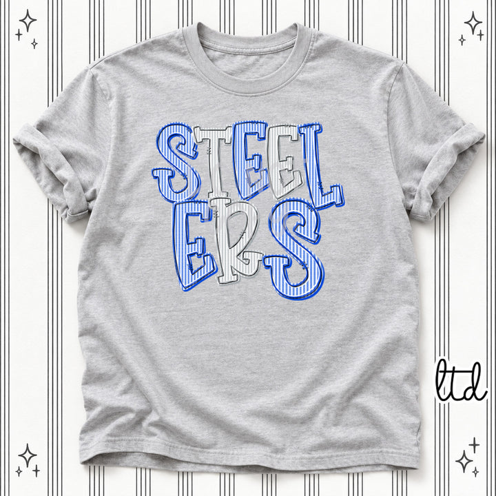 Steelers Royal Blue Grey Seersucker Stack Mascots DTF transfer