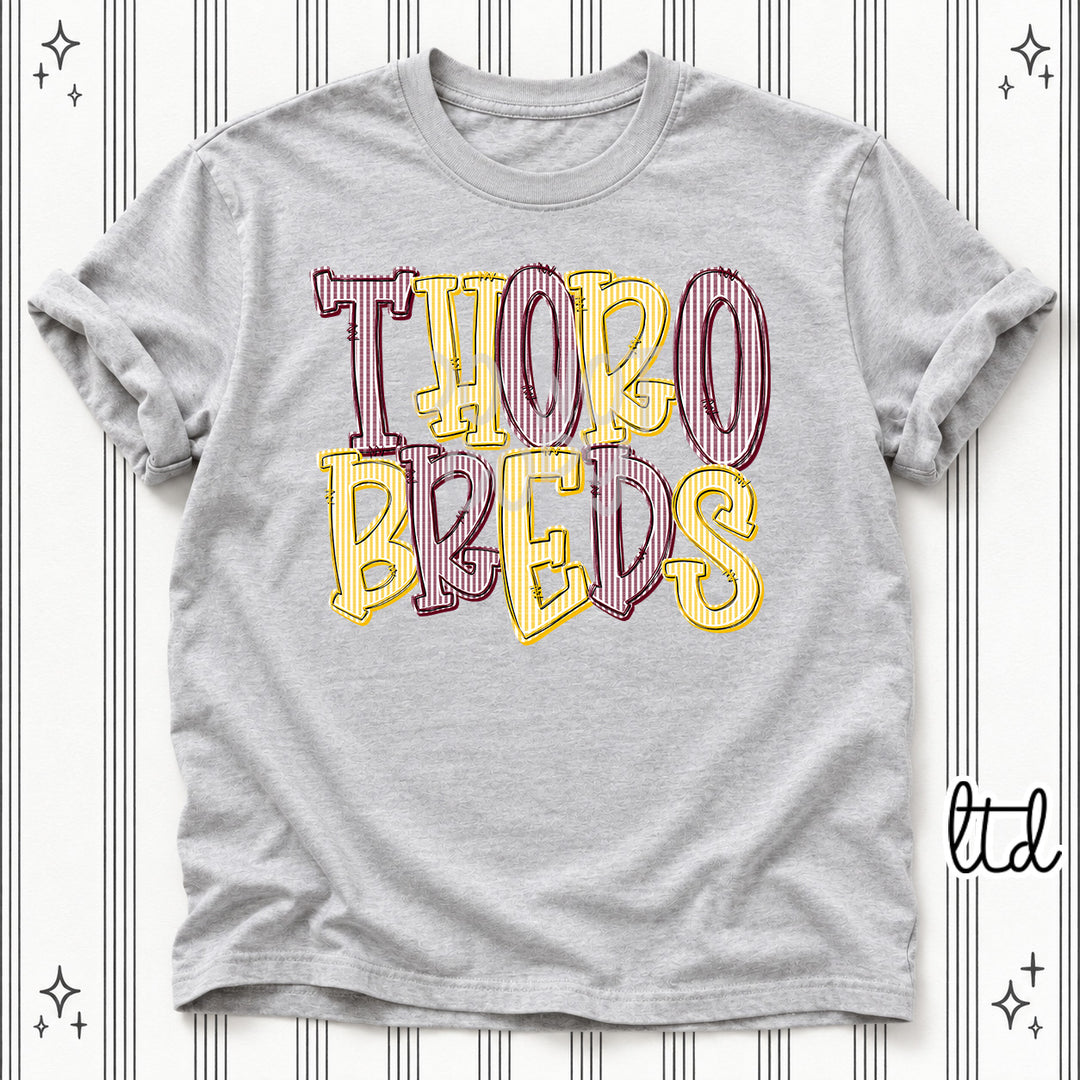 Thorobreds Maroon Yellow Gold Seersucker Stack Mascots DTF transfer