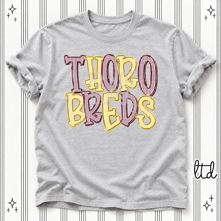 Thorobreds Maroon Yellow Gold Seersucker Stack Mascots DTF transfer