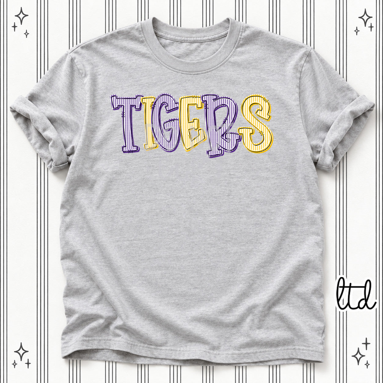 Seersucker Stack Mascots Tigers Purple Yellow Gold design