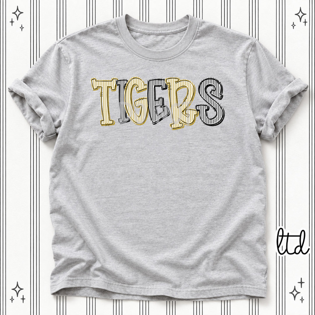 Tigers Vegas Gold Black Seersucker Stack Mascots DTF transfer