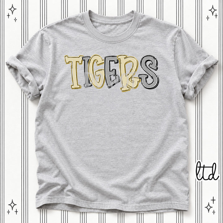 Tigers Vegas Gold Black Seersucker Stack Mascots DTF transfer
