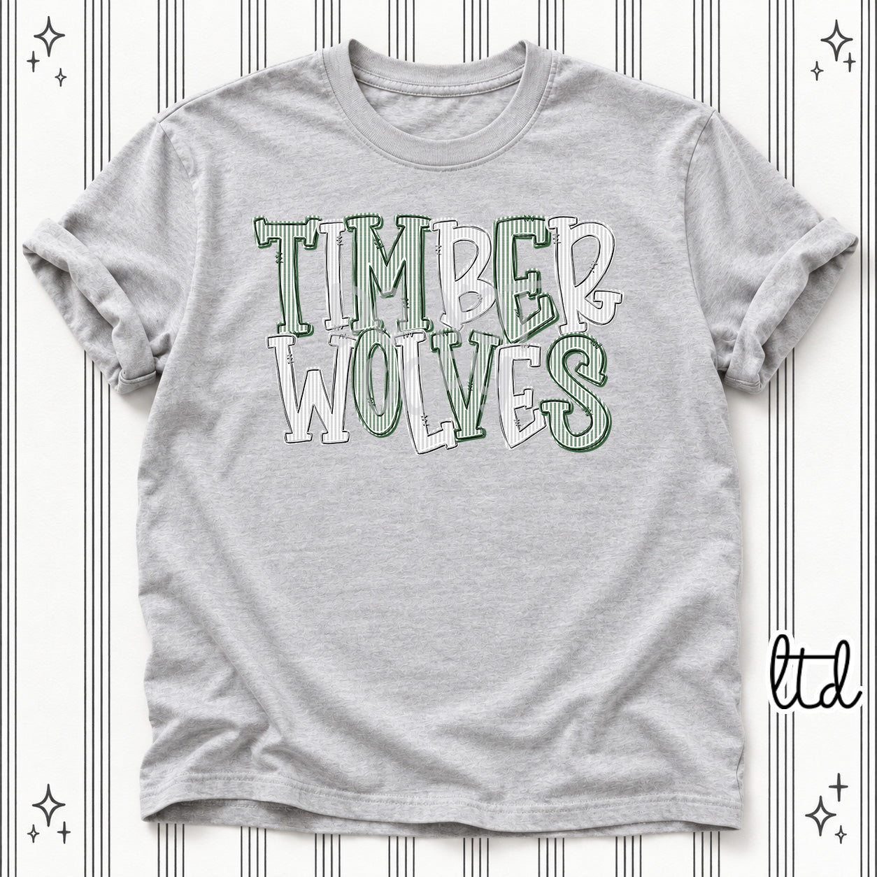 Seersucker Stack Mascots Timberwolves Hunter Green Silver design