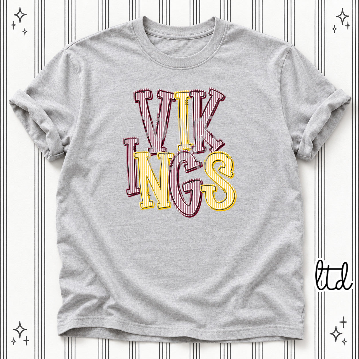 Seersucker Stack Mascots Vikings Maroon Yellow Gold design