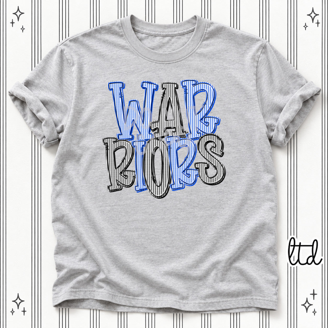 Seersucker Stack Mascots Warriors Royal Blue Black design