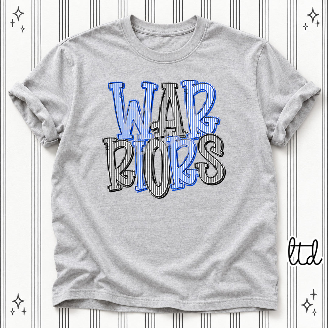Warriors Royal Blue Black Seersucker Stack Mascots DTF transfer