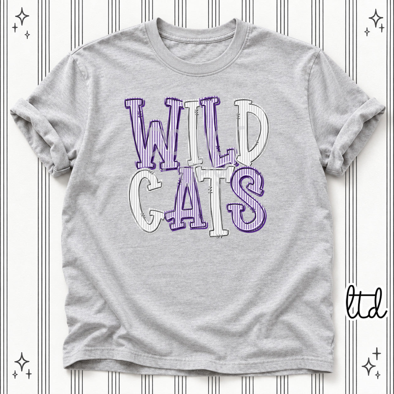 Seersucker Stack Mascots Wildcats Purple Silver design