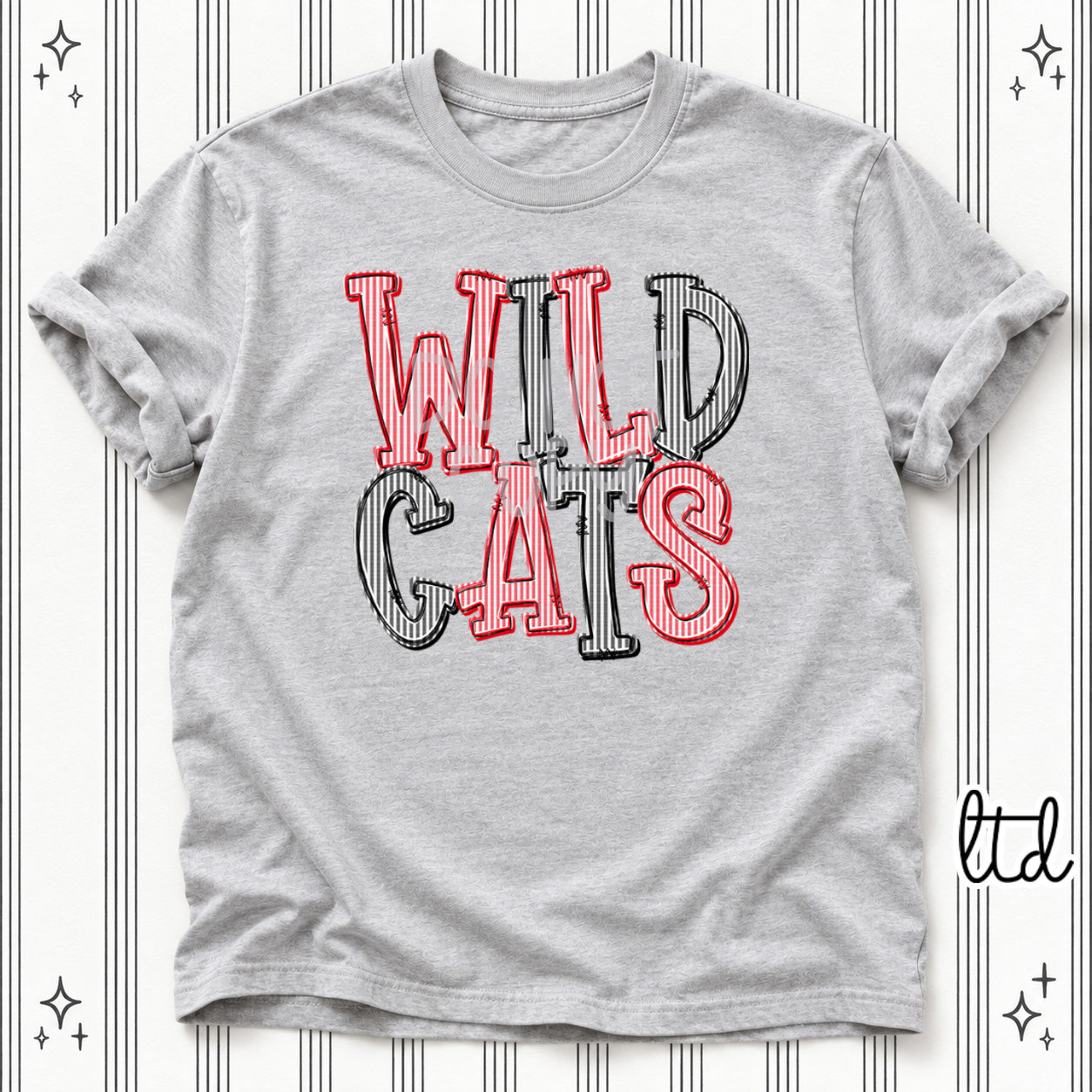 Seersucker Stack Mascots Wildcats Red Black design