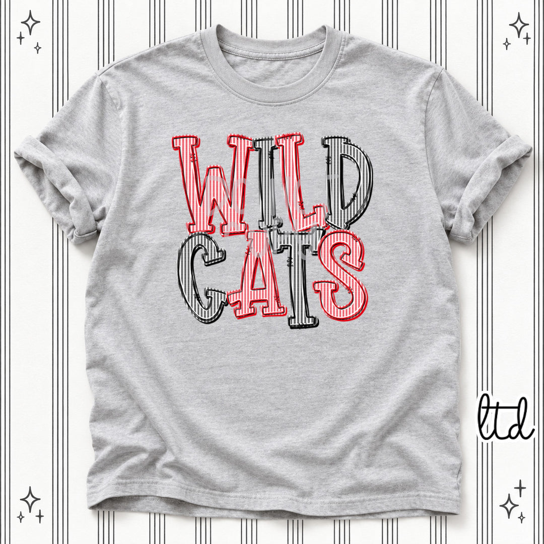 Wildcats Red Black Seersucker Stack Mascots DTF transfer