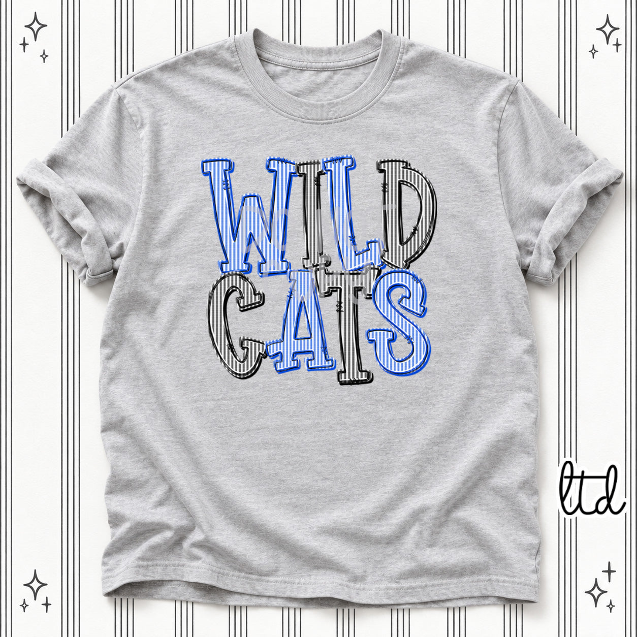 Seersucker Stack Mascots Wildcats Royal Blue Black design