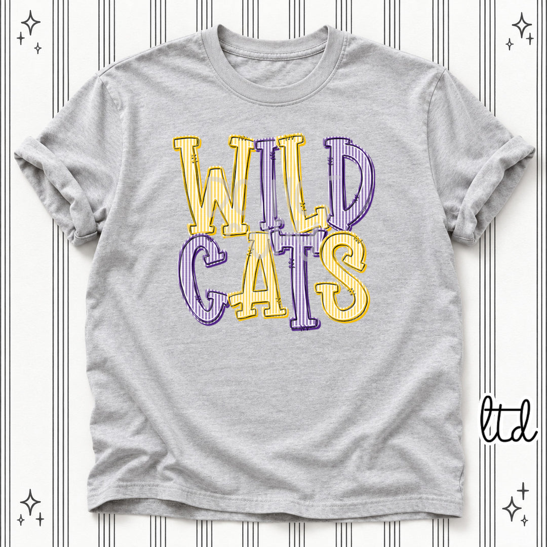 Wildcats Yellow Gold Purple Seersucker Stack Mascots DTF transfer