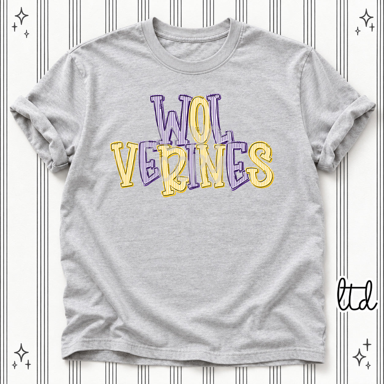 Seersucker Stack Mascots Wolverines Purple Yellow Gold design