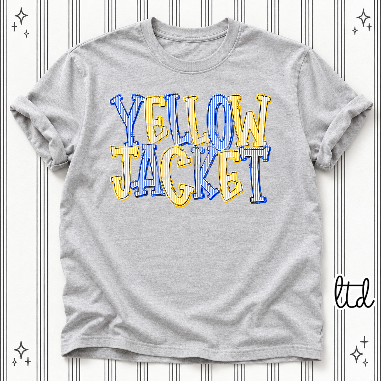 Seersucker Stack Mascots Yellowjacket Royal Blue Yellow Gold design