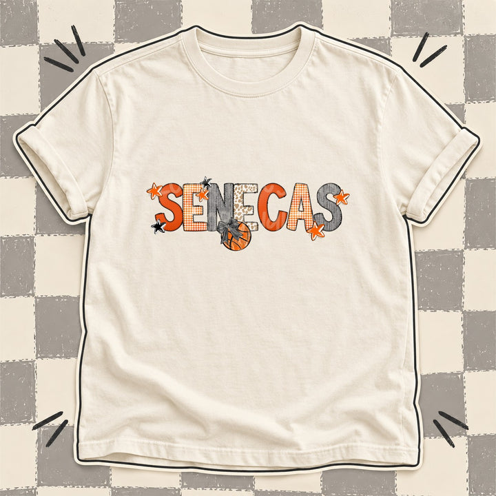 Senecas Mixed Doodle Basketball Mascots – Hoops Houndstooth DTF transfer mockup
