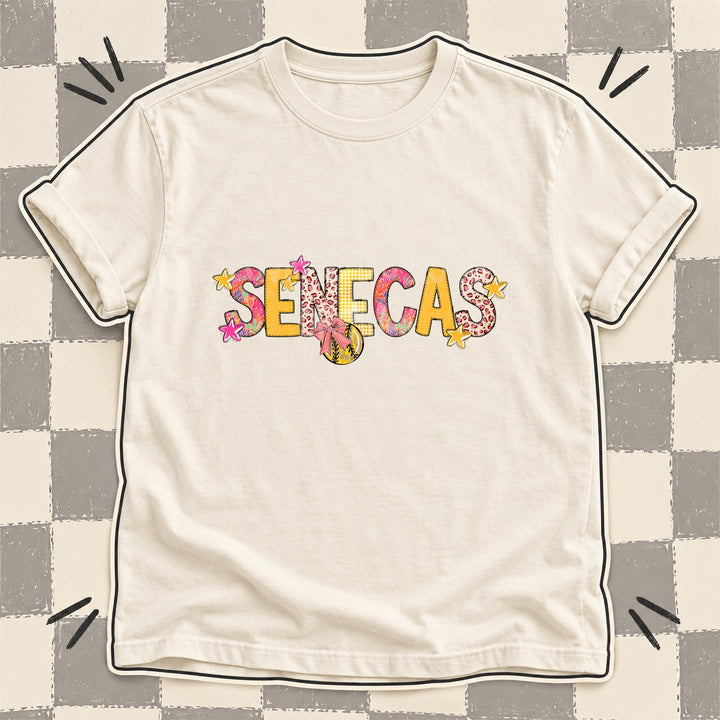 Senecas Mixed Doodle Softball Mascots – Softball Brights DTF transfer mockup
