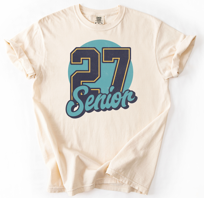 Senior Distressed Denim 27 DTF transfer design