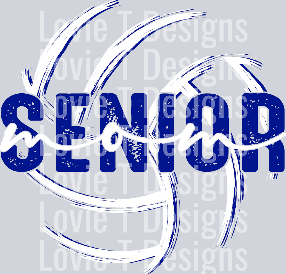 Senior Mom Volleyball Blue and White - Tausha Custom