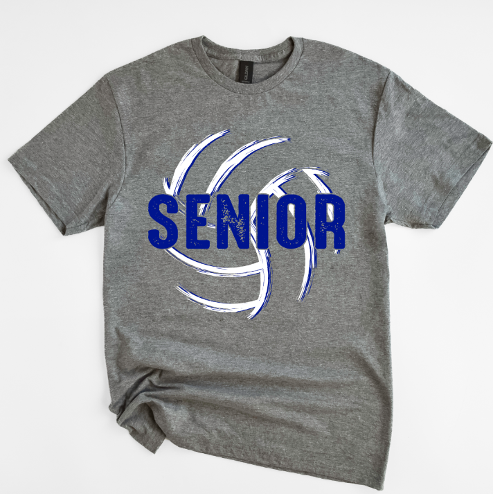 SENIOR MOM VOLLEYBALL BLUE AND WHITE   TAUSHA CUSTOM