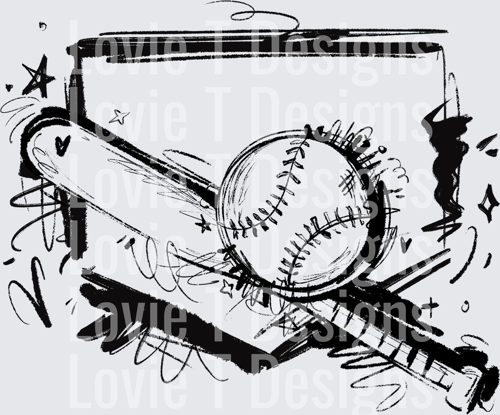 Sketchy Baseball Homeplate DTF transfer design