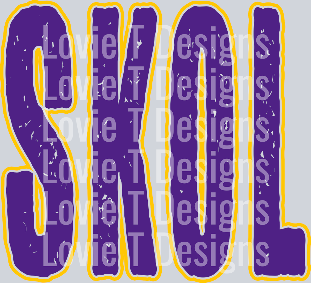 SKOL PURPLE AND YELLOW GRUNGE MASCOT