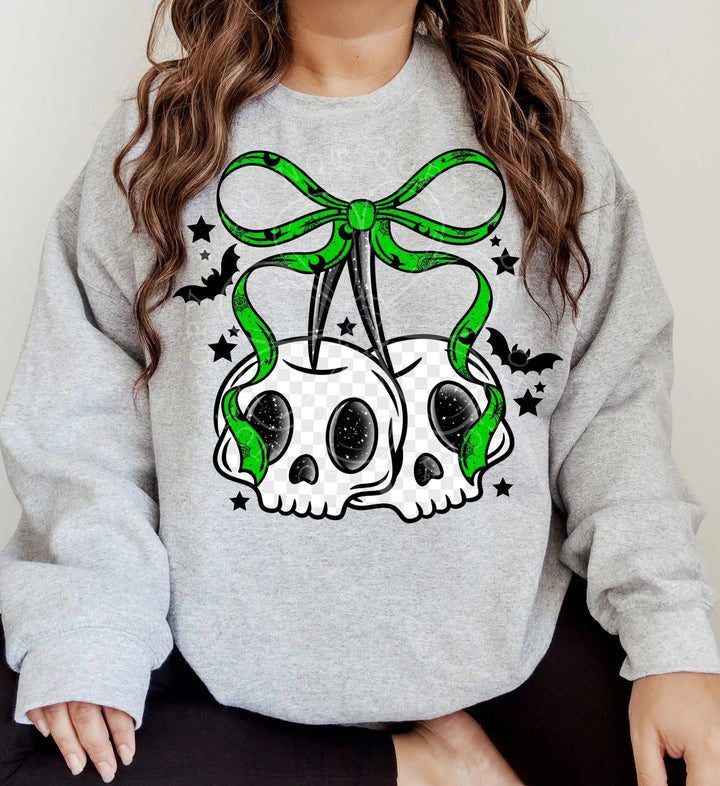 SKULL CHERRIES W BOW GREEN