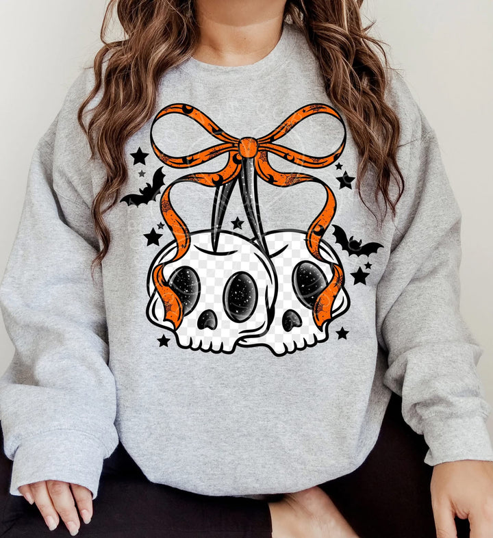 SKULL CHERRIES W BOW ORANGE