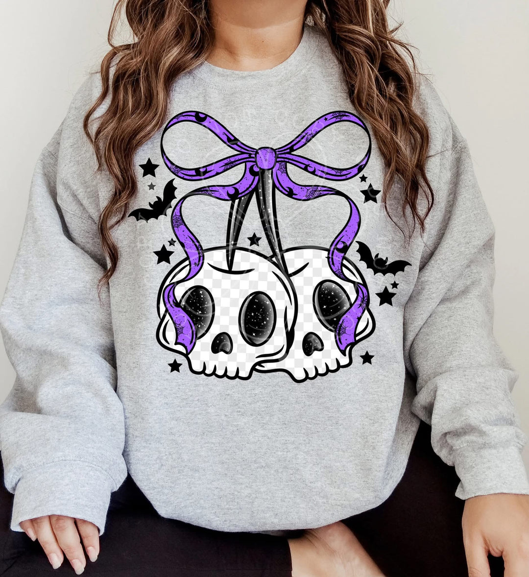 SKULL CHERRIES W BOW PURPLE