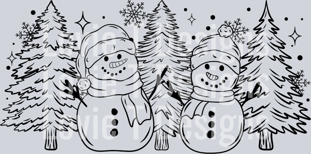 Snowmen_And_Trees_Single_Color_Black 1