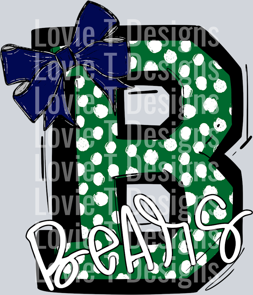 SO SPORTY KELLY GREEN DOTS B BEARS WITH NAVY BOW