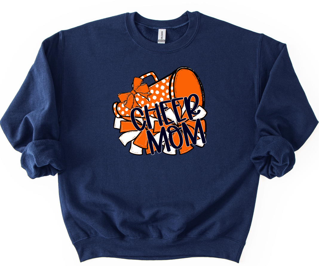 SO SPORTY MEGAPHONES AND POMS ORANGE CHEER MOM IN NAVY