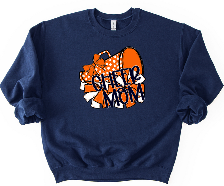 SO SPORTY MEGAPHONES AND POMS ORANGE CHEER MOM IN NAVY