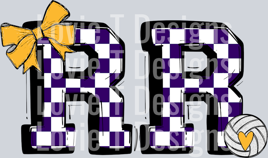 SO SPORTY PURPLE CHECK RR YELLOW GOLD ACCENTS VOLLEYBALL