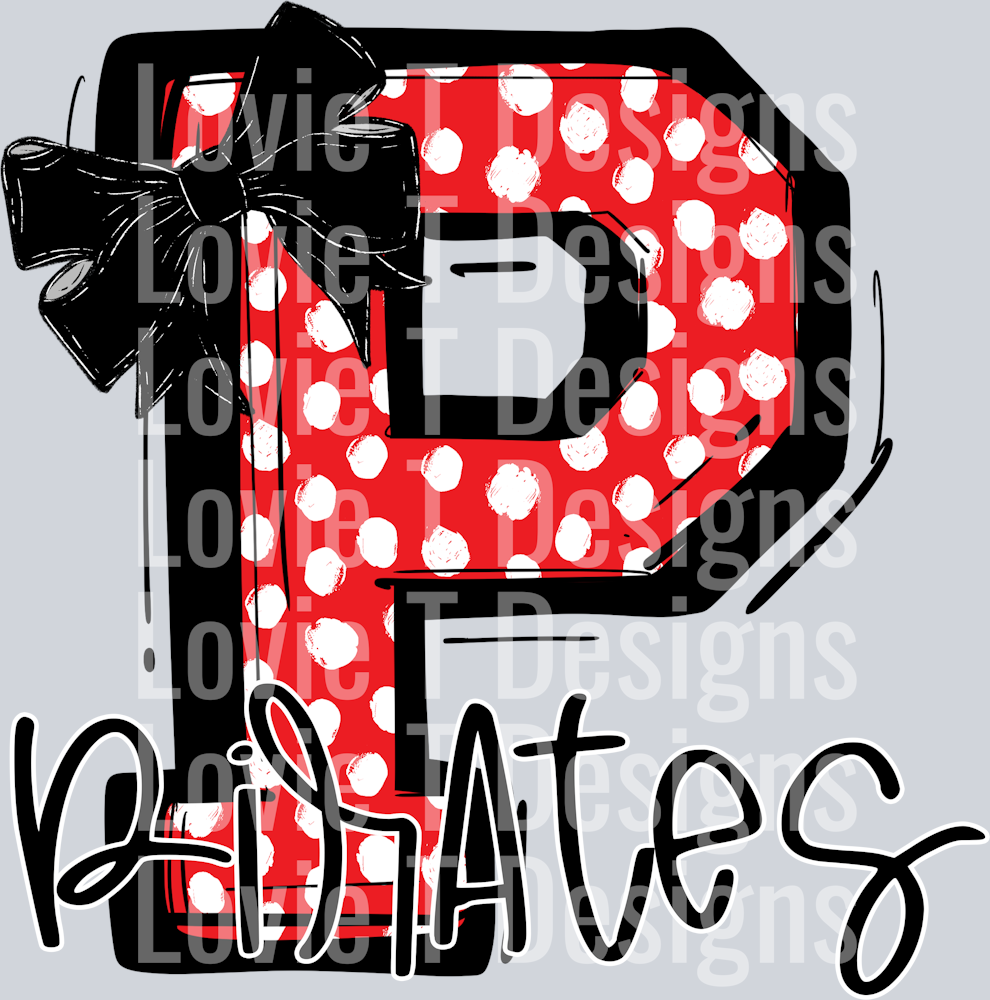 SO SPORTY RED DOTS PIRATES WITH BLACK BOW