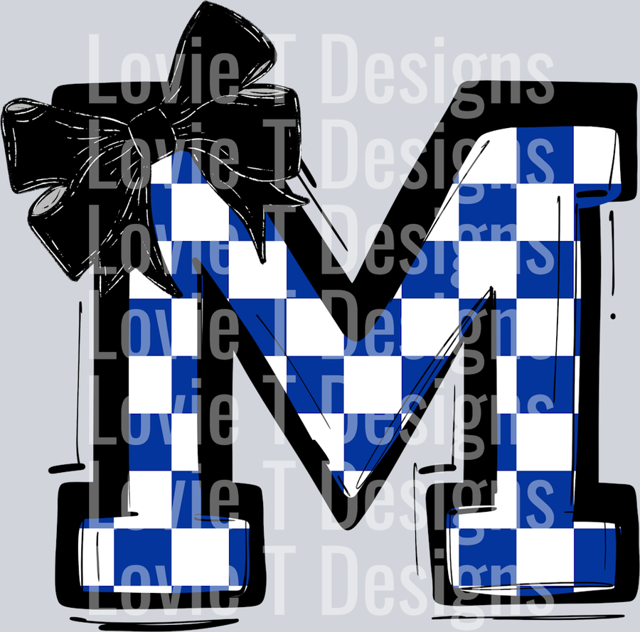 SO SPORTY ROYAL BLUE CHECK M WITH BLACK BOW