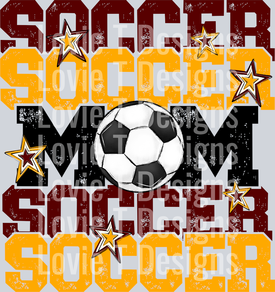 Soccer Mom Maroon Yellow Gold