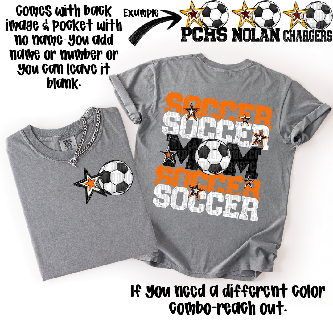 SOCCER MOM ORANGE WHITE POCKET