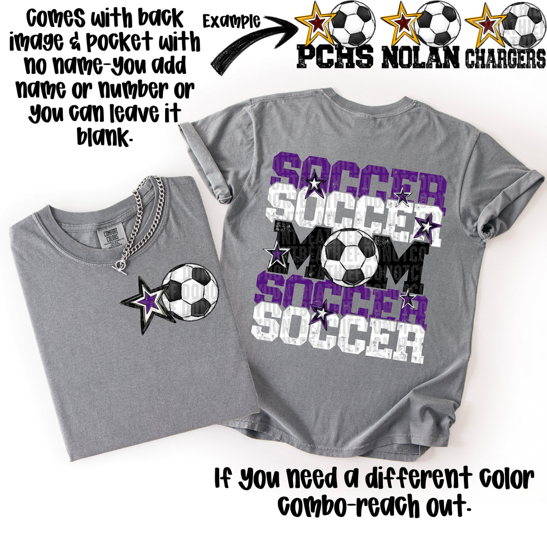 SOCCER MOM PURPLE WHITE POCKET