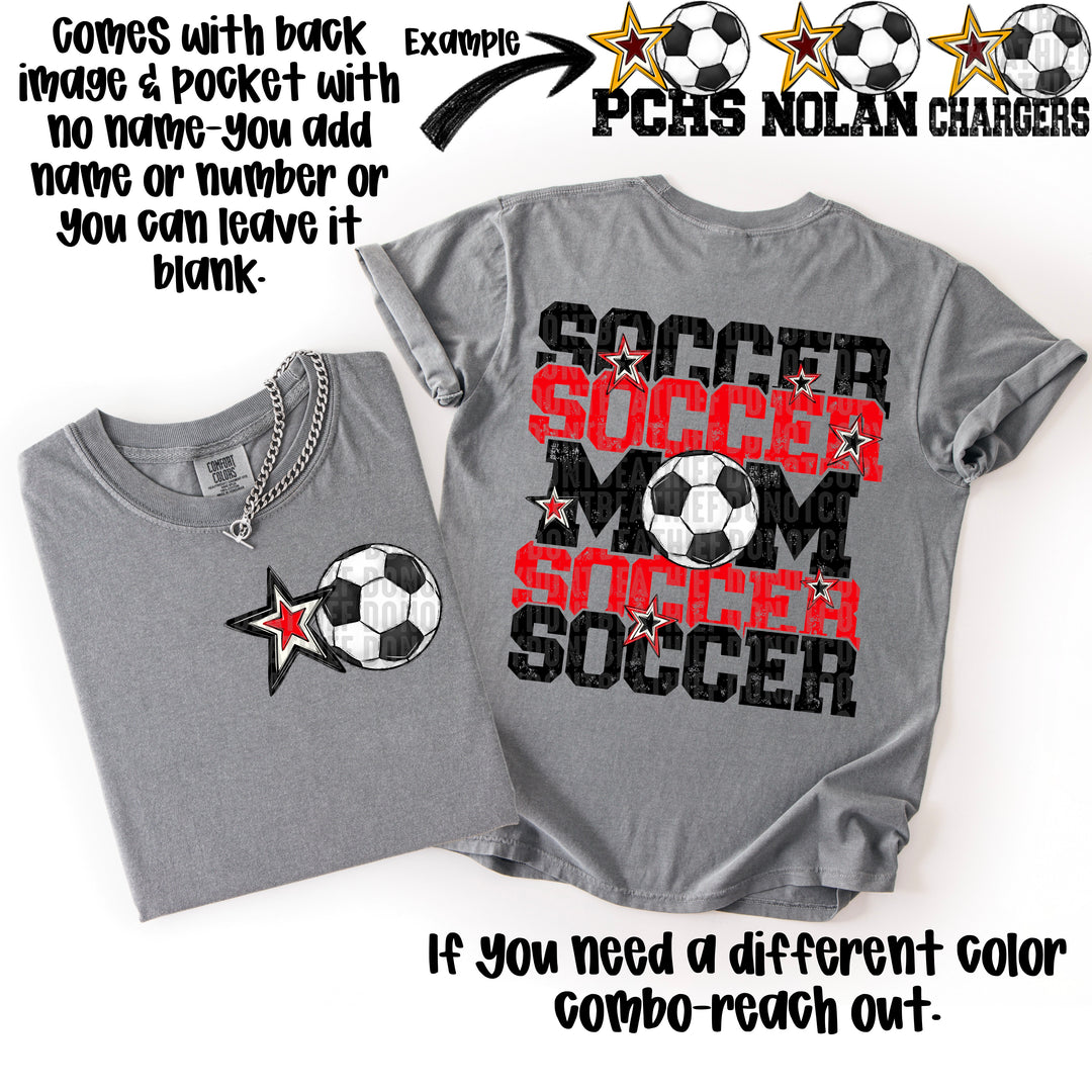 SOCCER MOM RED BLACK POCKET