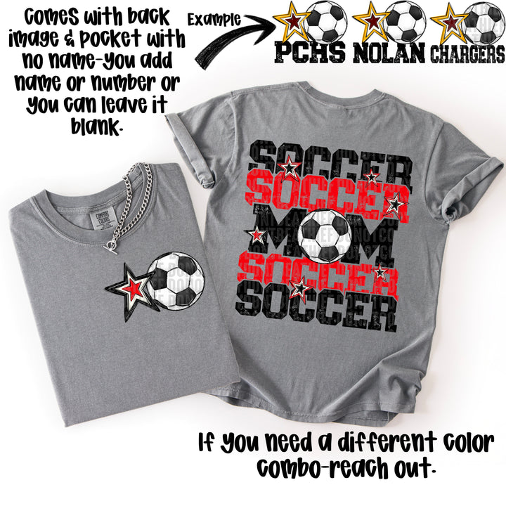 SOCCER MOM RED BLACK POCKET