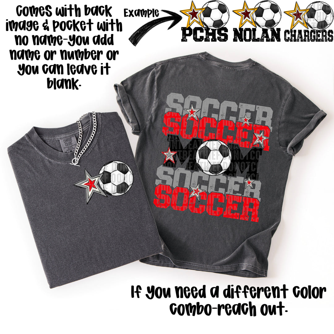 SOCCER MOM RED GREY POCKET