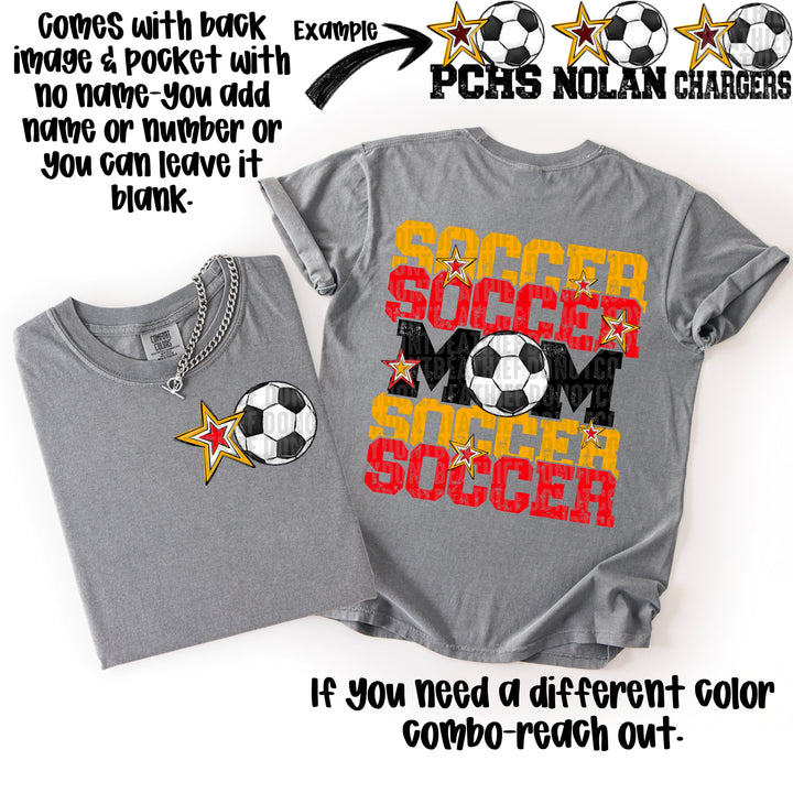 SOCCER MOM RED YELLOW GOLD POCKET