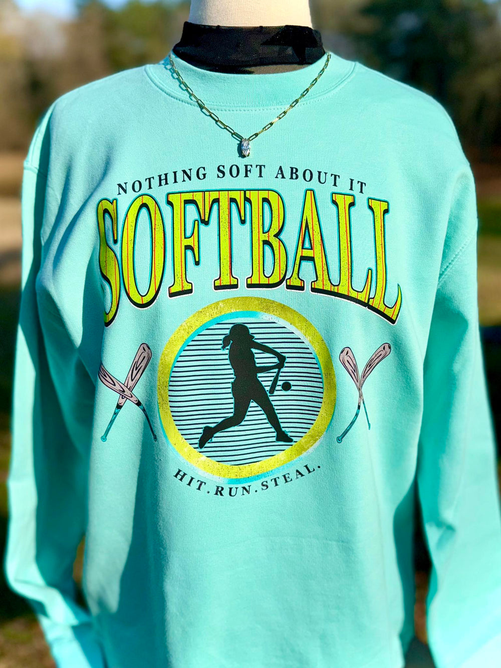 Softball Hit Run Steal DTF transfer design