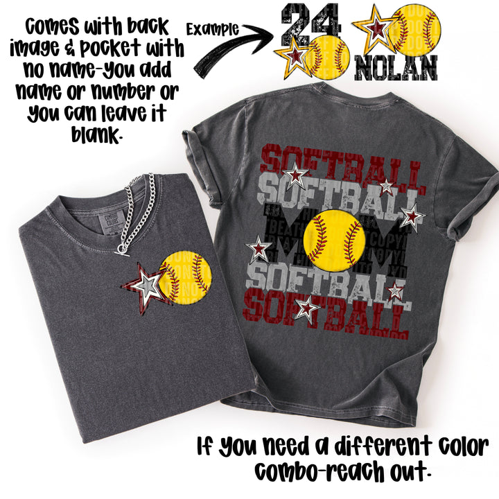 SOFTBALL MOM MAROON GREY