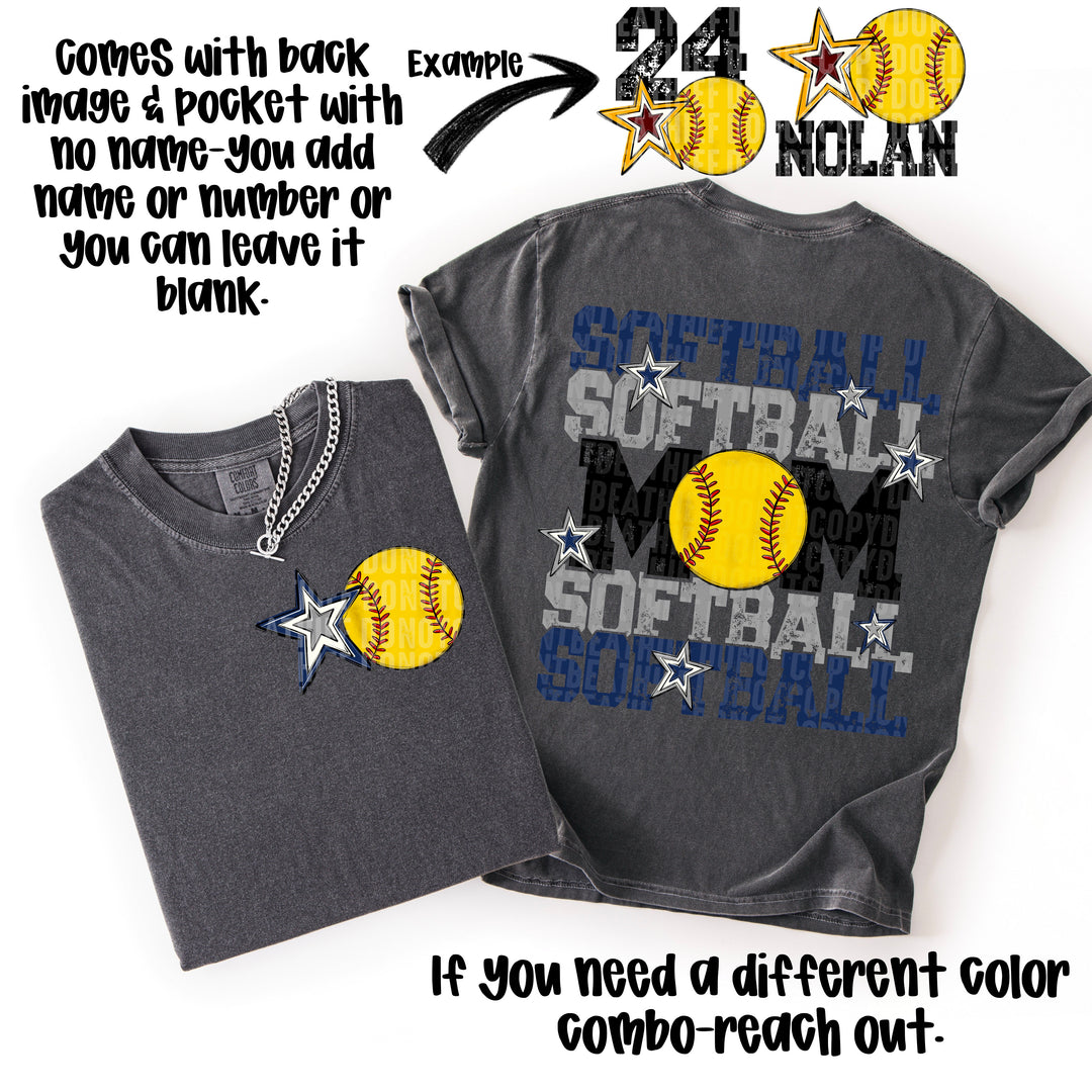 SOFTBALL MOM NAVY GREY POCKET