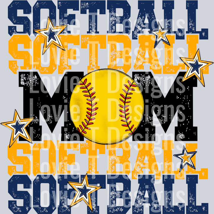 Softball Mom_Navy yellow gold