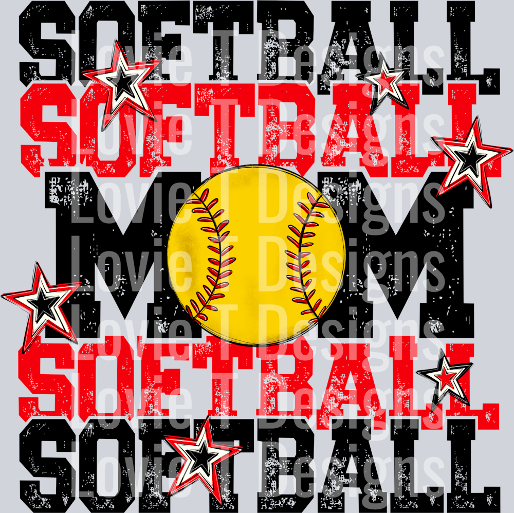 Softball Mom_Red Black