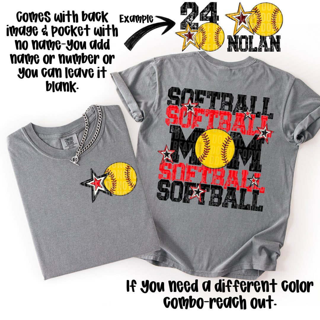 SOFTBALL MOM RED BLACK